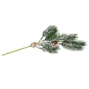 Springos artificial snow-covered pine branch with pine cones, Christmas decoration - Springos