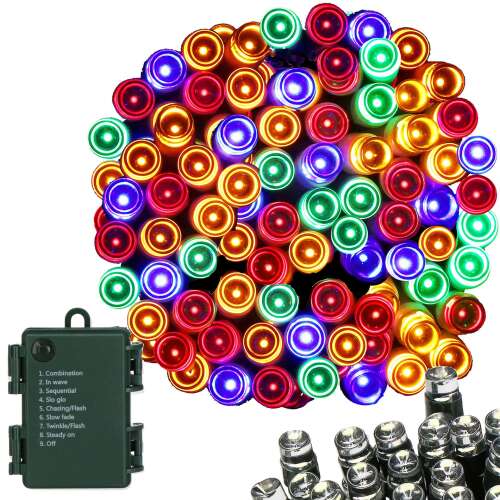 Springos 50 LED battery operated multi-color fairy lights with 8 lighting modes