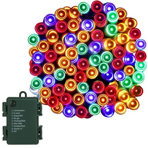 Springos 100 LED-es színes elemes fényfüzér