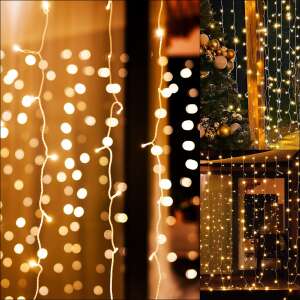 Springos warm white LED curtain lights for window decoration, Christmas lights - Christmas