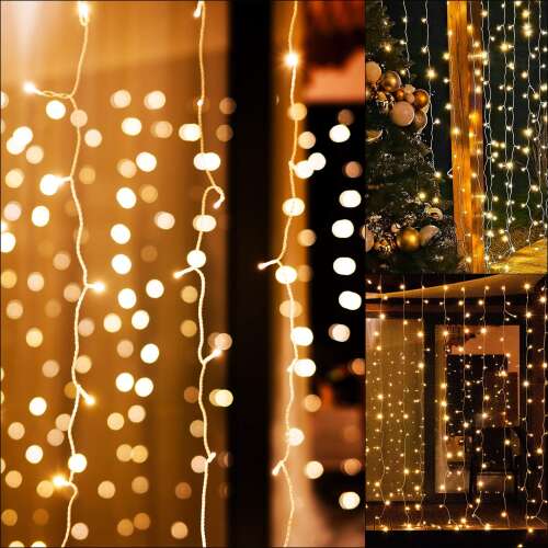 Springos warm white LED curtain lights for window decoration, Christmas lights