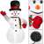 Springos inflatable snowman Christmas decoration with LED lights, 240 cm tall, white, red, green, black, close-up of face, hat, and fan