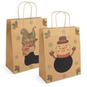 Kraft paper gift bags with snowman and gnome designs, 265 x 127 x 330 mm, pack of 2 - Art & Craft