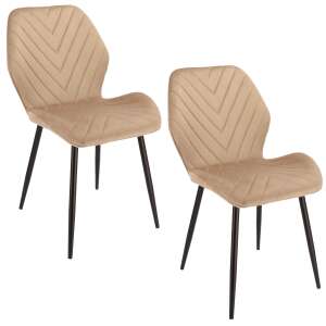 Set 2 scaune dining Milare pentru bucatarie tapitat cu catifea, 80x58x87cm, bej 83632659 Scaune sufragerie
