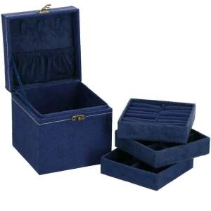 Ékszertároló és rendszerező doboz, velúr, 12 x 12 x 12 cm, kék 83638976 