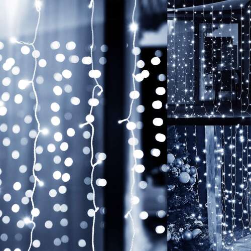 Springos 300 LED curtain lights, cool white, indoor decoration