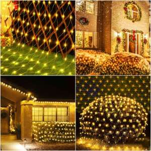 Springos 144 LED warm white net lights, collage of usage examples - Christmas