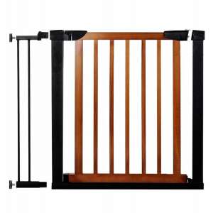 Biztonsági kapu lépcsőkhöz, állítható 90-96 cm, acél és fa, feketebarna 83643927 