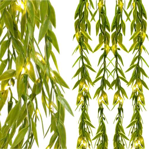 Springos willow leaf string lights, warm white LED curtain lights for indoor and outdoor decoration