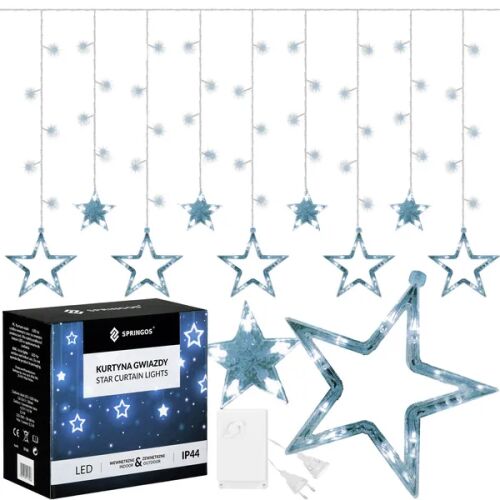 Springos csillagfüggöny 138 LED csomagolással