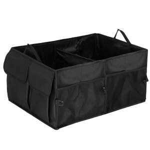 Black foldable trunk organizer with compartments, waterproof, 56x40x26cm - Car Organizer
