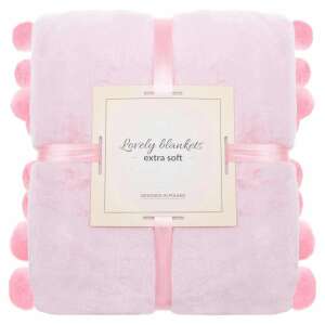 Pomponos Plüss Takaró - Rózsaszín - 200x220 cm