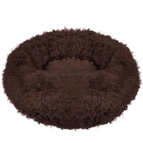 Sersimo brown round dog bed with removable cover, 100cm diameter