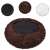 Sersimo brown round dog bed with removable cover, 100cm diameter, showing non-slip bottom, fluffy material, and filling