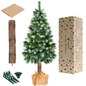 Springos 180 cm Diamant-Tanne Weihnachtsbaum mit natürlichem Stamm, Ständer, Jutesack und Verpackung - Künstliche Weihnachtsbäume und Christbaumständer