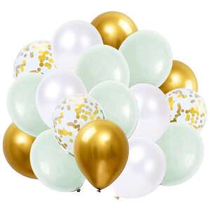 Set 50 baloane pentru petrecere, 40cm, alb, auriu, verde menta 83659488 Decoratii si echipamente pentru petreceri