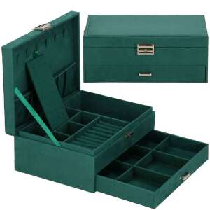 Ékszertároló és rendszerező doboz, velúr, 27 x 19 x 10,5 cm, zöld 83661060 