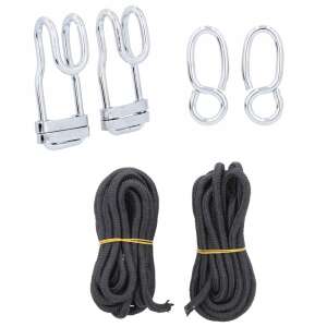 Kit de montare hamac și leagăn cu 2 frânghii, 2 cârlige, 2 cârlige S, capacitate de încărcare de 200 kg - Camping & Drumeții