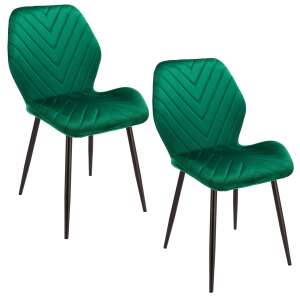 Set 2 scaune dining Milare pentru bucatarie tapitat cu catifea, 80x58x87cm, verde 83665622 Mobilier de bucătărie