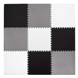 Habszivacs szőnyeg gyerekeknek, puzzle típusú formák, 27 db, hőszigetelés, 179×179 cm, szürke fekete 83670261 Szivacs puzzle