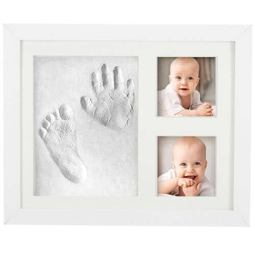Kézi vagy baba lábformázó ujjlenyomat készlet és képkeret, 23x28cm, díszdobozzal, fehér kerettel
