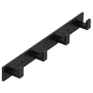 Springos black aluminum towel rack with 4 hooks - Towel rack