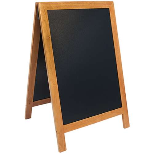 Securit 55x85 cm tölgy keretes krétatábla, A-keretes állvány, fekete írófelület