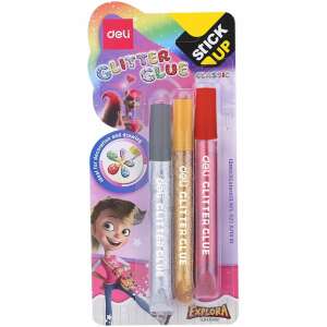 Ragasztó, folyékony, glitteres, 3dbx12ml, DELI Stick Up / Classic, különböző szín (DEA71001)
