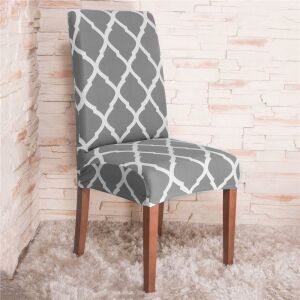 Springos grey chair cover with Moroccan clover pattern - Springos