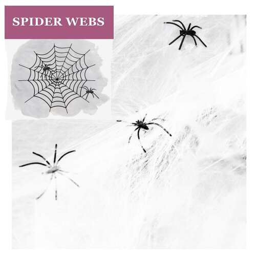 Pókháló Halloween dekoráció pókokkal, 20g - Springos