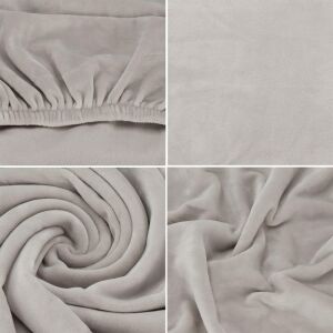 Collage of Springos light grey chair cover details - Springos
