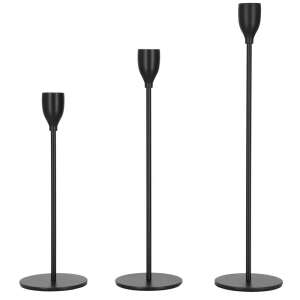 Set 3 suporturi de lumanare din metal, 23, 28 si 33cm, negru 107562713