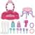 Springos Lovely Dresser toy vanity set with all the accessories, including a table, stool, mirror, hair dryer, bracelets, combs, and bottles
