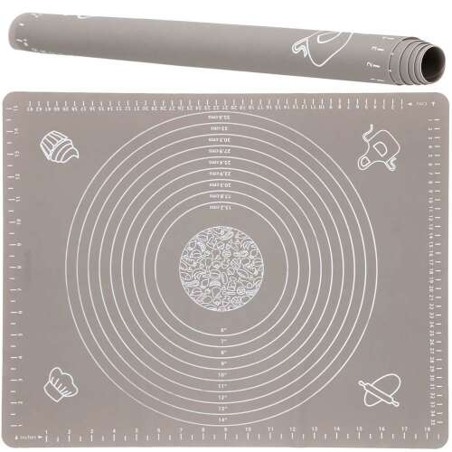 Springos silicone pastry mat 40x50 cm with measurements and rolled up