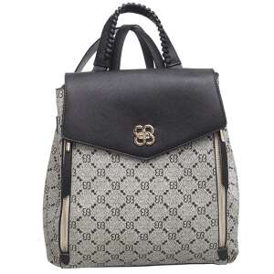 Plecak damski Dollcini, czarny i szary, z wzorem monogramu - Opatrunek dodatkowy