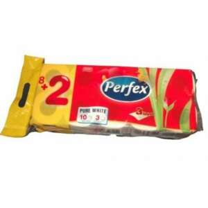 Perfex WC papír, 3 rétegű, fehér, 126 lap/tekercs, 8+2 tekercs/csomag - Perfex