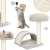Springos cat scratching post with a platform, a tunnel, and a hanging toy
