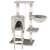 Springos 5-level light grey and cream cat tree with scratching posts, condo, and hammock