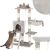 Springos light grey and cream cat tree with cats playing and relaxing