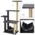 Springos multi-level cat scratching post with hammock, dark gray, collage showing the product and details