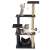 Springos multi-level cat scratching post with hammock, dark gray, cats playing on the product