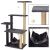 Springos dark grey cat tree with hammock and scratching post details