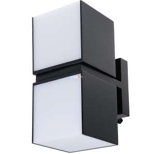 Szögletes nézet a Lutec 2 utas fekete LED kültéri fali lámpáról - Lutec
