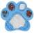 Springos dog lick mat, blue paw shaped silicone mat with suction cups, filled with dog treats