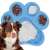 Dog enjoying Springos dog lick mat, blue paw shaped silicone mat with suction cups