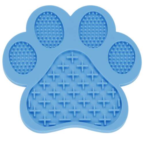 Springos Hundeleckschmatzmatte, blaue Pfotenförmige Silikonmatte mit Saugnäpfen, langsames Futter für Hunde