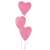Three Springos pink heart balloons floating