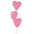 Three Springos pink heart balloons tied together