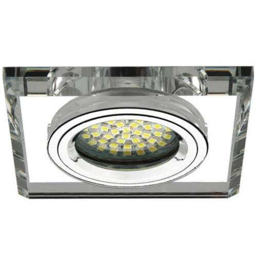 Quadratischer Glas-Einbaustrahler mit Chromrahmen