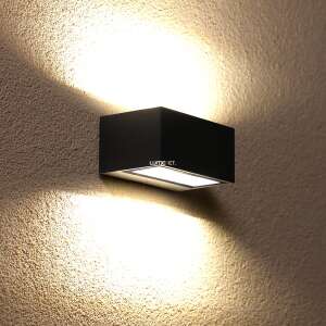 Lutec Gemini външна LED стенна лампа, топло бяла, сива, осветяваща стената - Външна стенна лампа